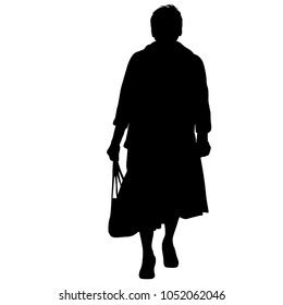 Black Silhouette Woman Standing People On Stock Vector Royalty Free