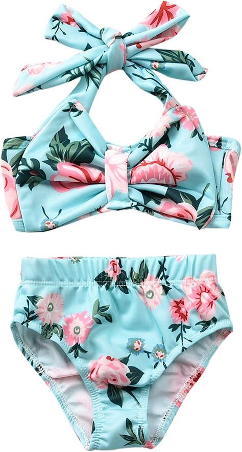 Infant Girls Bathing Suits2 Piece Swimsuit Sets Bikini Floral Halter