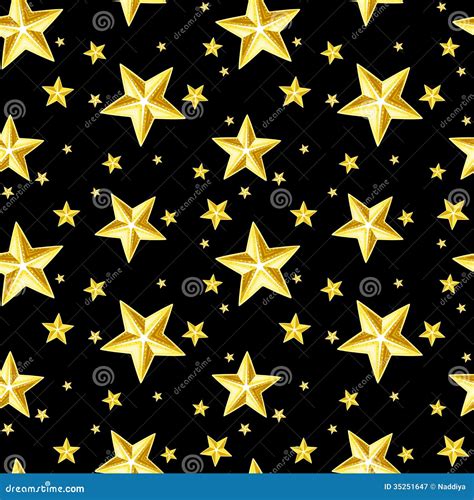 Seamless Pattern With Gold Stars On Black Stock Vector Illustration