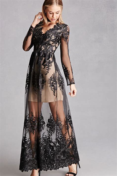 Embroidered Mesh Maxi Dress Lace Mesh Dress Embroidered Mesh Dress