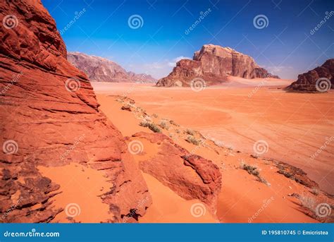 Wadi Rum Jordan Valley Of The Moon Desert Landscape Stock Image