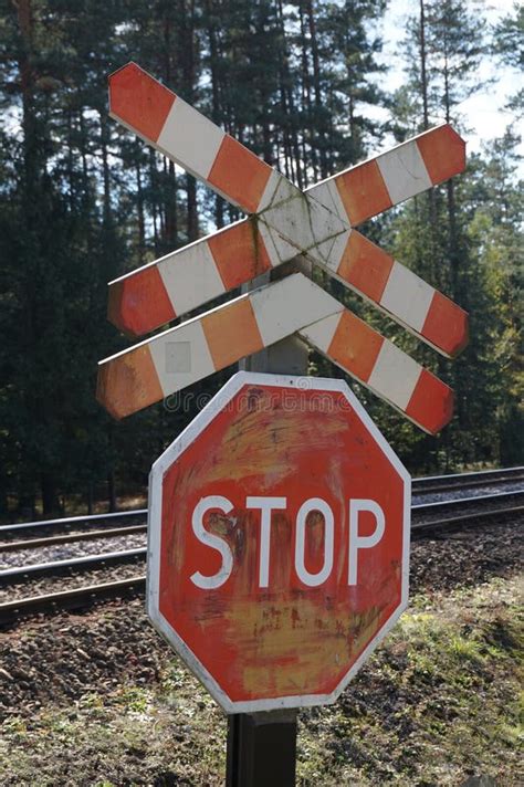 Stop Sign On Railroad Crossing Stock Image Image Of Sign Driving