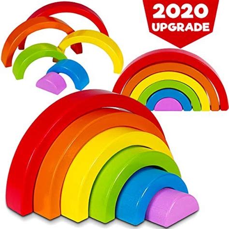 Dreampark Wooden Rainbow Stacking Toy Stacker Nesting Puzzle Blocks