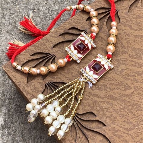 Traditional Stone Beads Bhaiya Bhabhi Set Of Rakhi Buy Online