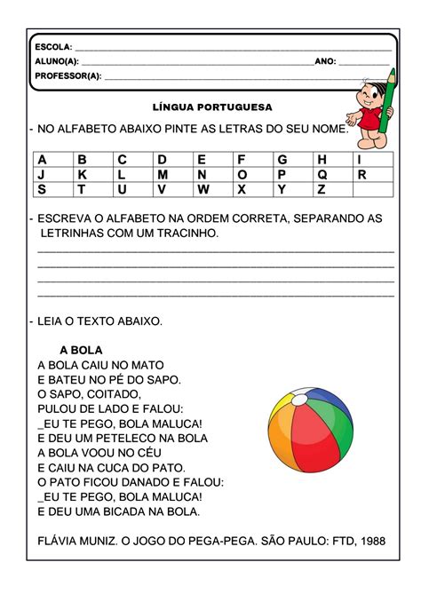 👍língua Portuguesa 1º Ano Atividade De Língua Portuguesa Para
