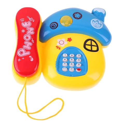Colorful Baby Toy Phone Plastic Mushroom Shape Toy Telephone Led Light