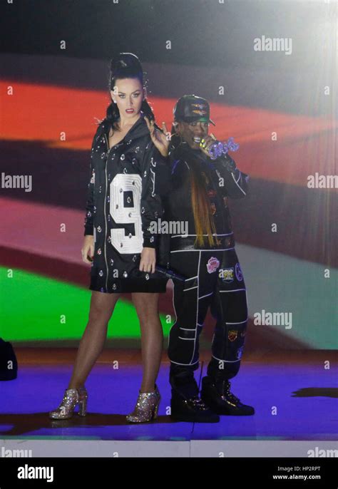 Singer Katy Perry And Missy Elliott Perform During Half Time Of Super Bowl 49 On February 1