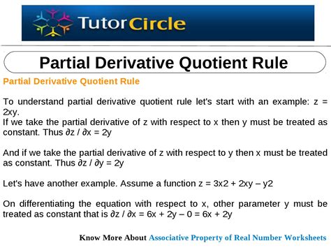 Partial Derivative Quotient Rule By Tutorcircle Team Issuu