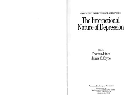 Pdf The Interactional Nature Of Depression