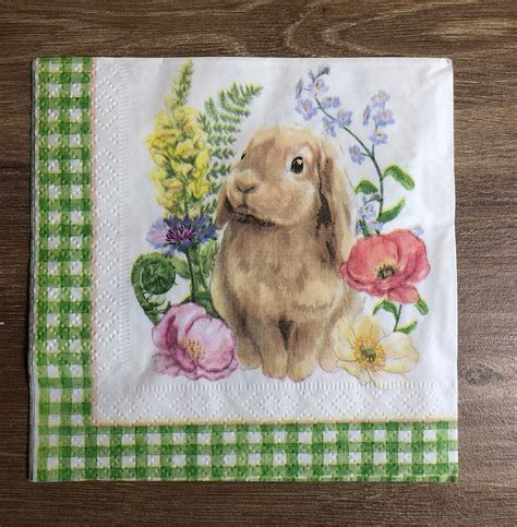 Easter Spring Paper Napkin Bunny Bundle 7 Piece Etsy Canada