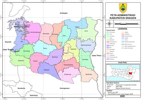 Peta Administrasi Kabupaten Sragen Provinsi Jawa Tengah Neededthing