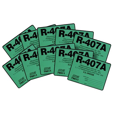 R 407a Refrigerant Label Pack10 Airstar Solutions