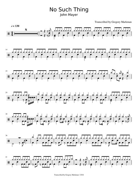 John Mayer No Such Thing Sheet Music For Drum Group Solo