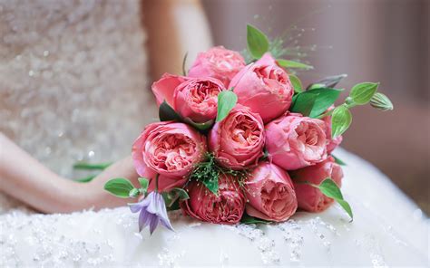 Download Wallpapers Bridal Bouquet Of Roses Pink Roses Bouquet Bridal