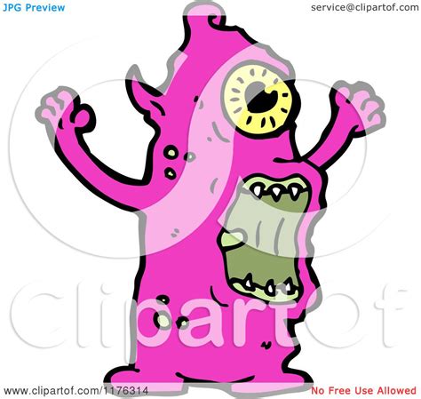 Cartoon Of A Scary Purple Alien Royalty Free Vector Illustration By