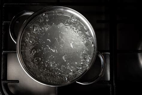 Boiling Water In Pan On Stove Stock Image Image Of Dinner Cook