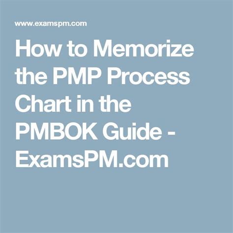 How To Memorize The Pmp Process Chart In The Pmbok Guide