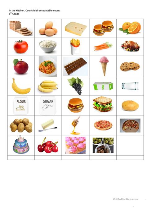Countables Uncountables In The Kitchen English Esl Worksheets For