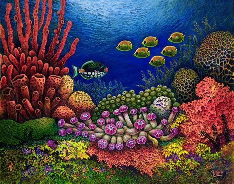 Undersea Creatures V Painting By Michael Frank Fine Art America