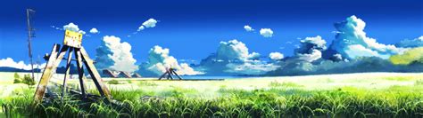 Landscape Field Anime Hd Wallpaper