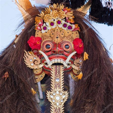 Closeup Of Traditional Balinese Barong Mask In Indonesia Stock Photo By