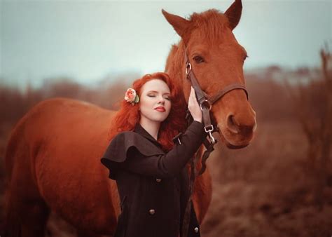 Redhead Beauty Model Horse Woman Redhead Hd Wallpaper Peakpx
