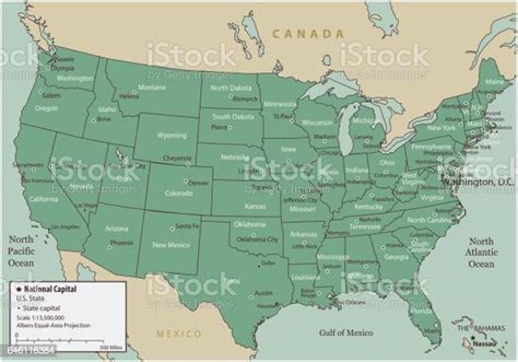 Usa Map With Federal States All States Are Selectable Vector Stock