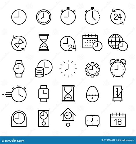 Clock Line Icons Set Vector Illustrations Stock Vector Illustration