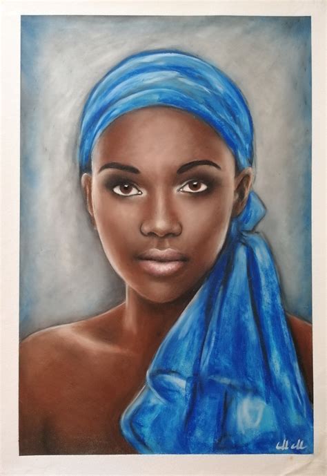 African Beauty Original Oil Pastel Portrait Painting Pastel Artwork