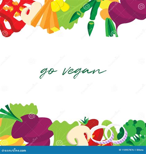 Vegetables Frame Colorful Background Vector Illustration Fresh