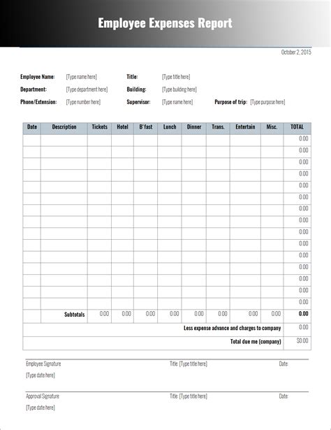 Monthly Expense Report Template Free Download Pdf Template