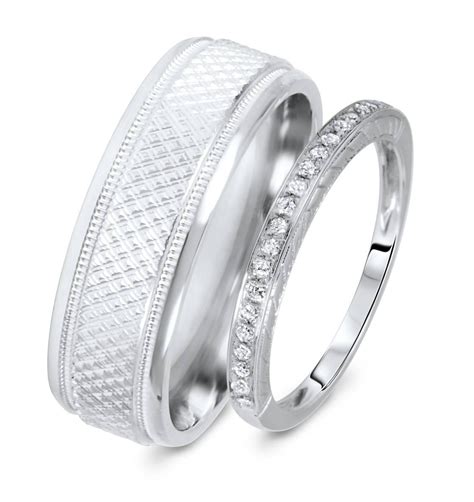 18 Carat T W Rounds Cut Diamond His And Hers Wedding Band Set With Regard To Cheap Wedding Bands Sets His And Hers 