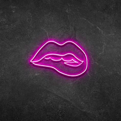 Sexy Lips Biting Lips Neon Sign Clear Acrylic Backed For Etsy