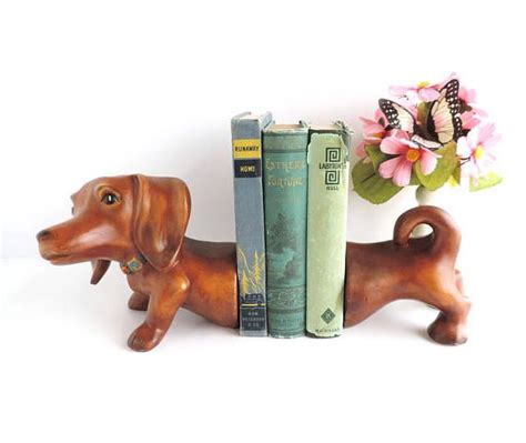 Vintage Dachshund Bookends Retro Wiener Dog Heavy Ceramic Etsy