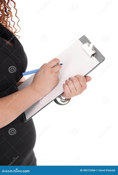 Business Woman With Clipboard Stock Photo Image Of Note Elegant