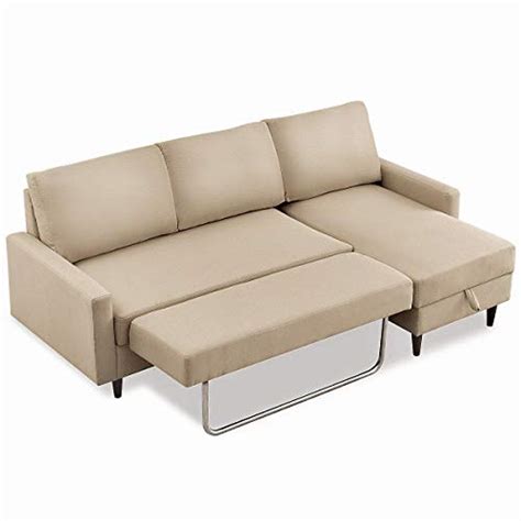 rhomtree convertible sectional sofa couch with storage 84″ pull out sleeper sectional sofa bed l