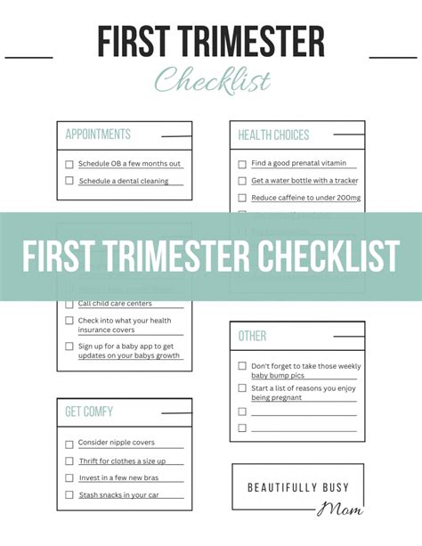 First Trimester Checklist Free Printable Beautifully Busy Mom
