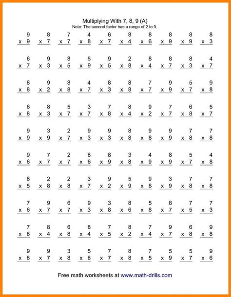 Free Printable Multiplication Worksheets 100 Problems Printable