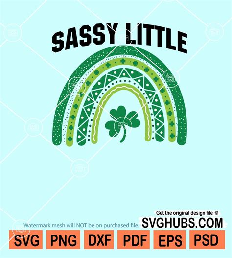 Sassy Little Lassie Shamrock Rainbow Svg Lucky Rainbow Svg St Patricks Day Rainbow Svg