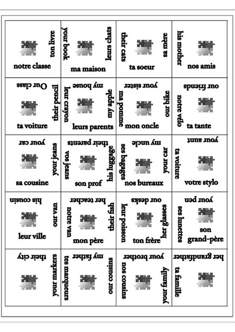 French Possessive Adjectives Puzzle Activity By Teach Simple