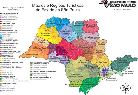 Mapa com a localização das regiões turísticas do estado de São Paulo São paulo turismo Mapa