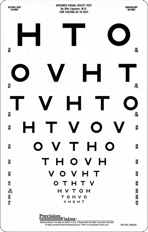 Hotv Visual Acuity Chart 10ft Precision Vision