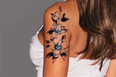 Gabriella Blue Floral Temporary Tattoo Watercolor Flower