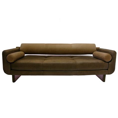Vladimir Kagan Matinee Sofa Or Daybed In Brown Leather From A Unique