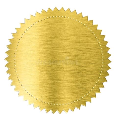 Gold Metal Foil Sticker Seal Label Isolated With Stock Photo Image