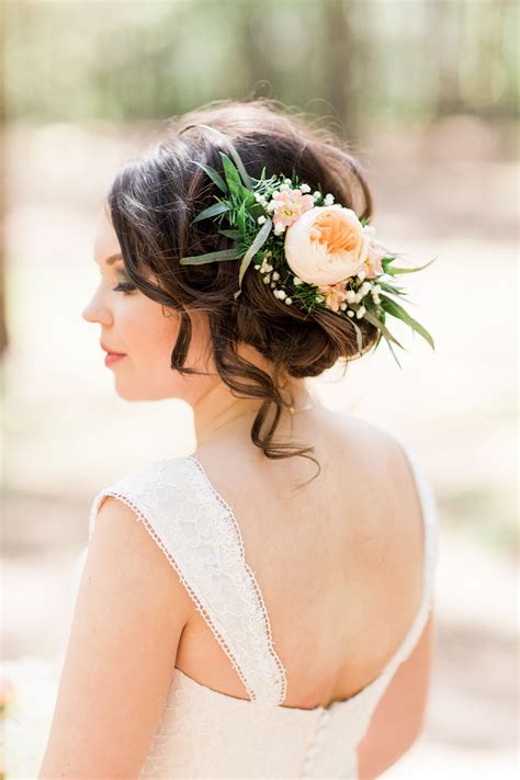 Bridal Up Hairstyle With Flowers And Greenery