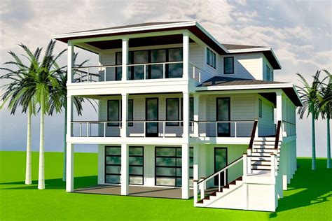 Plan Nc Elevated Coastal House Plan With Bedrooms In Coastal House Plans Beach