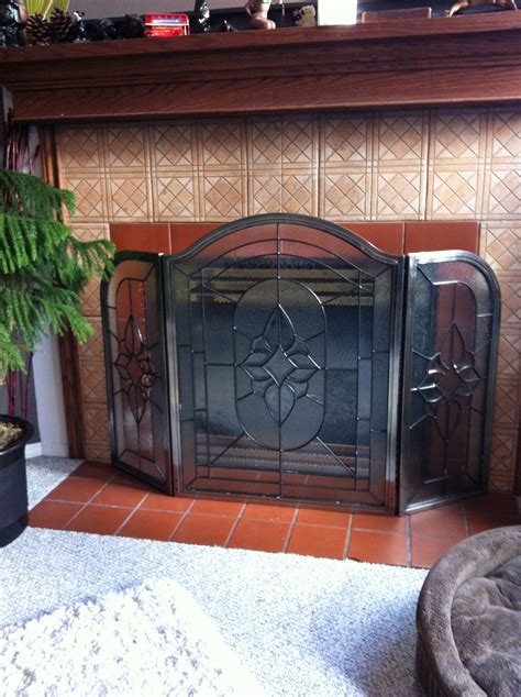Amazing Stained Glass Fire Screen I Found At The Thrift Store Wood Stove Stained Glass