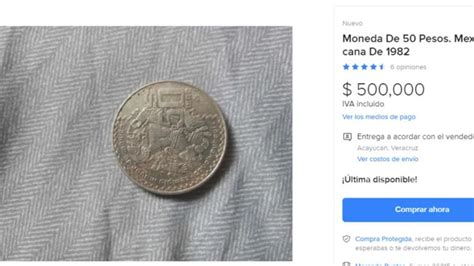 Cuánto vale la moneda de 50 pesos de 1982 en México