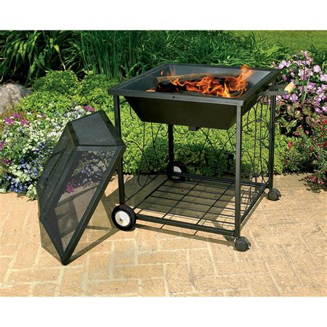 Cobraco Square Portable Fire Pit With Wheels 138670